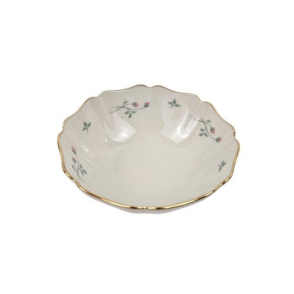 Lenox Rose Manor Scalloped Bowl Cream Pink Rose Floral Gold Trim Made in USA - Picture 5 of 9